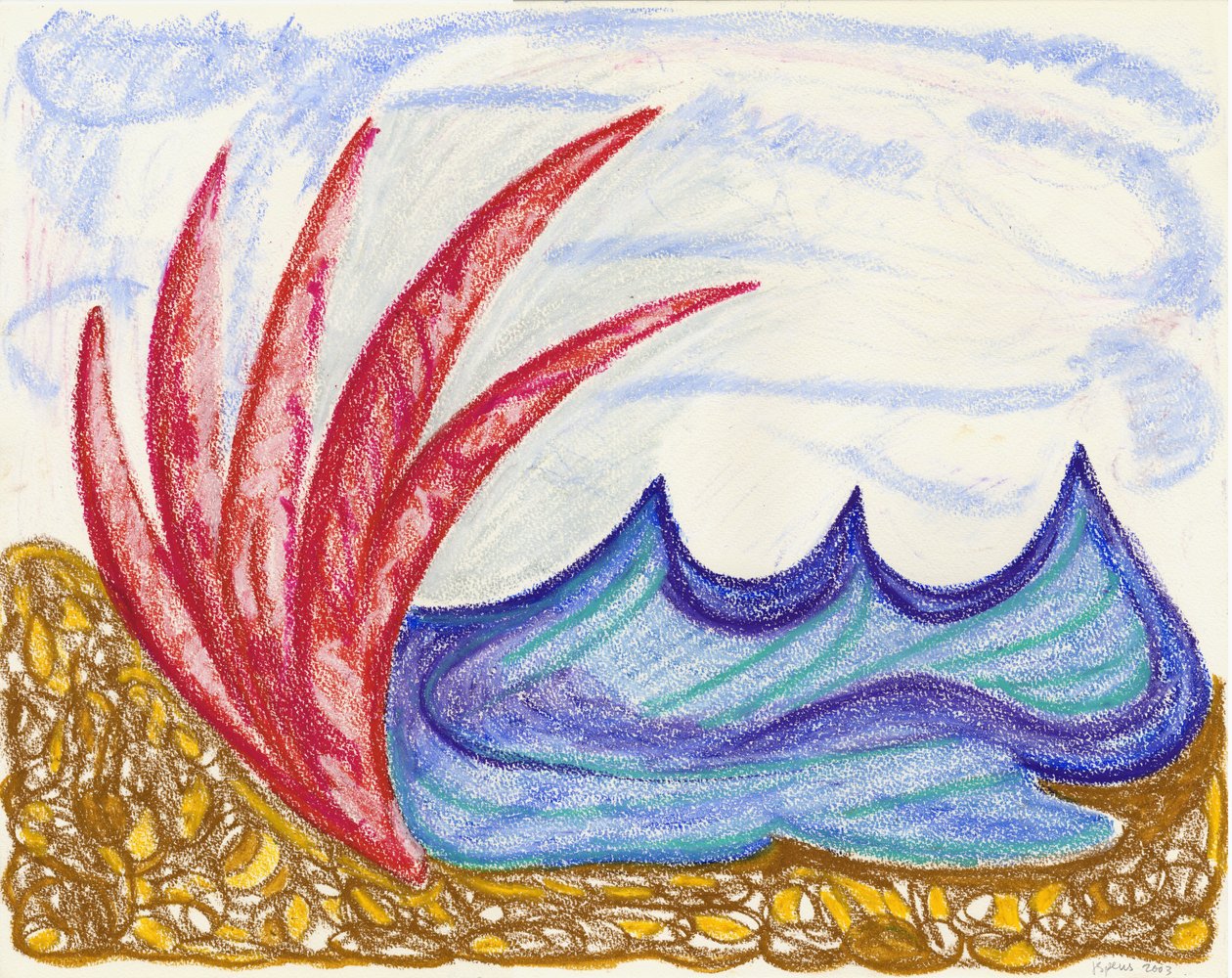 Widok na morze Wormiston, 2003 (pastel olejny) autorstwa Janet McKenzie