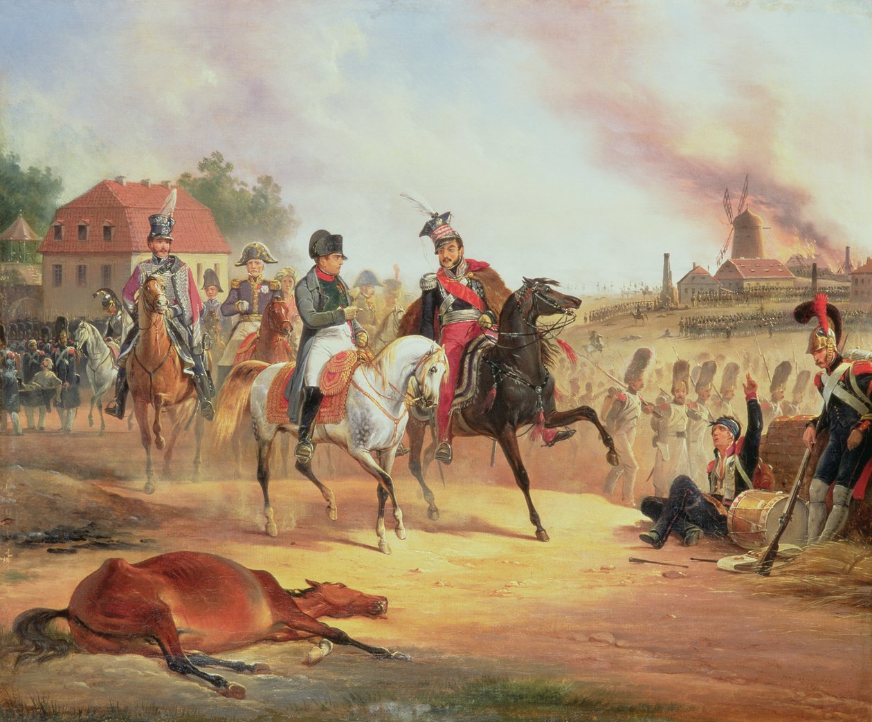 Napoleon i książę Józef Poniatowski w bitwie pod Lipskiem, 19 października 1813 r., 1837 r. autorstwa January Suchodolski