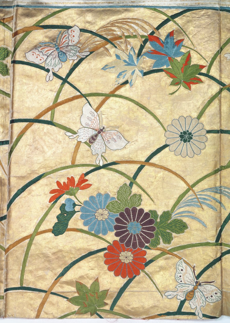 Szlafrok Noh, detal (satyna) autorstwa Japanese School