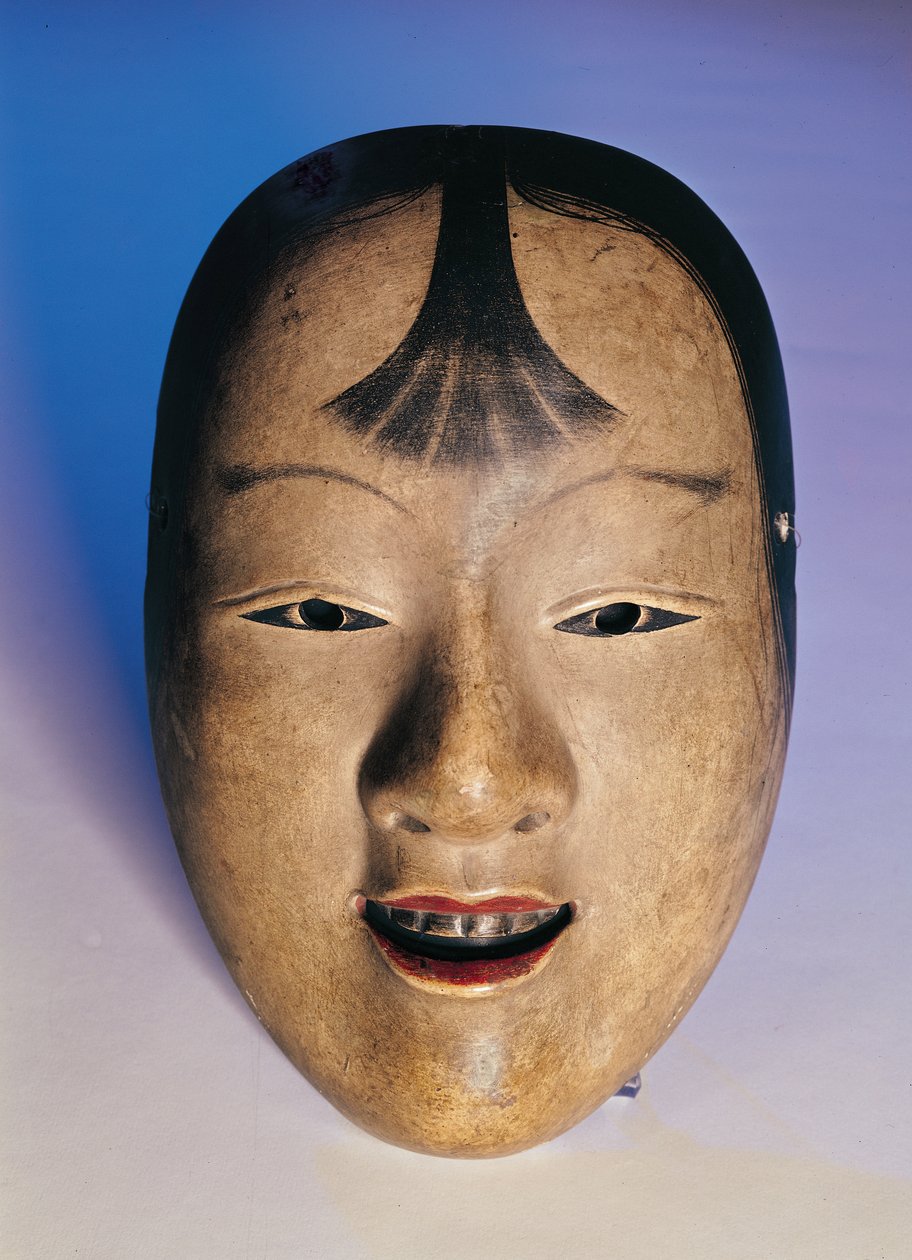 Maska teatralna Noh młodego chłopca o imieniu Kasshiki, XV-XIX w. (lakierowane drewno) autorstwa Japanese School