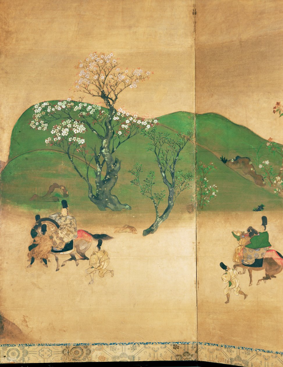Wiosenne tournee szogunów, okres Edo (1603-1867) (tusz na papierze) autorstwa Japanese School