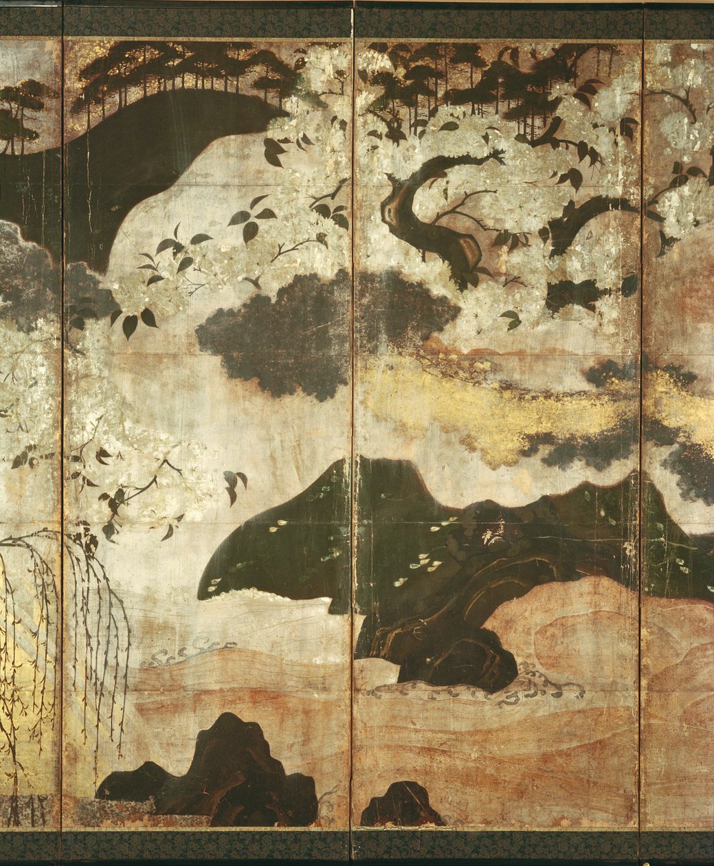 Sunny Landscape (pióro i atrament, kolor, złoty papier na panelu) (patrz 216576, 216578) autorstwa Japanese School