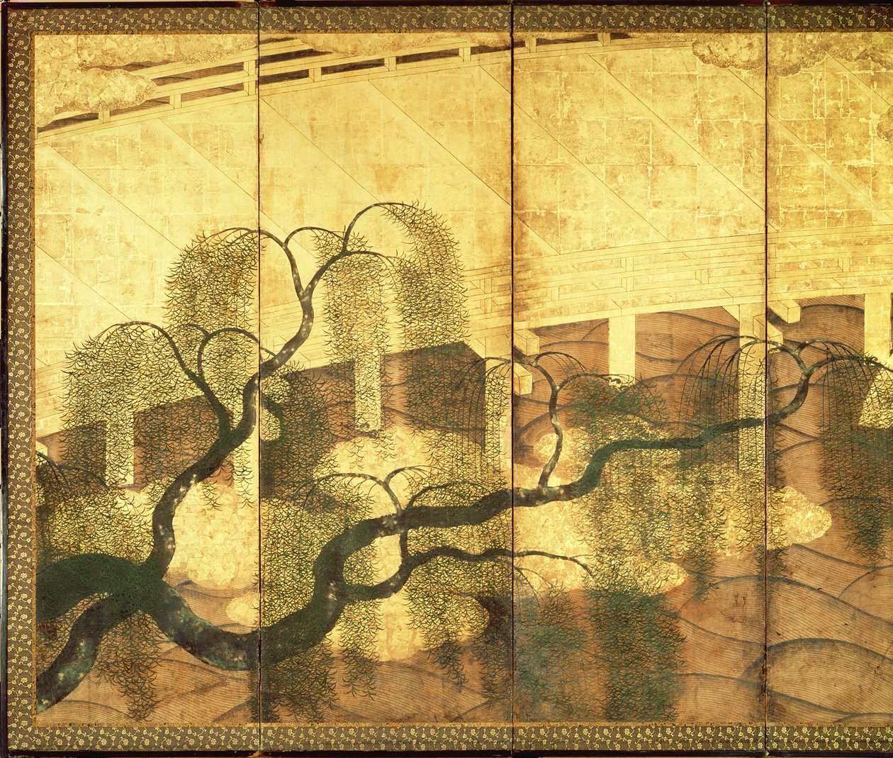 Most na rzece Liji (pióro i atrament, kolorowy i złoty papier na panelu) (zob. 216570) autorstwa Japanese School