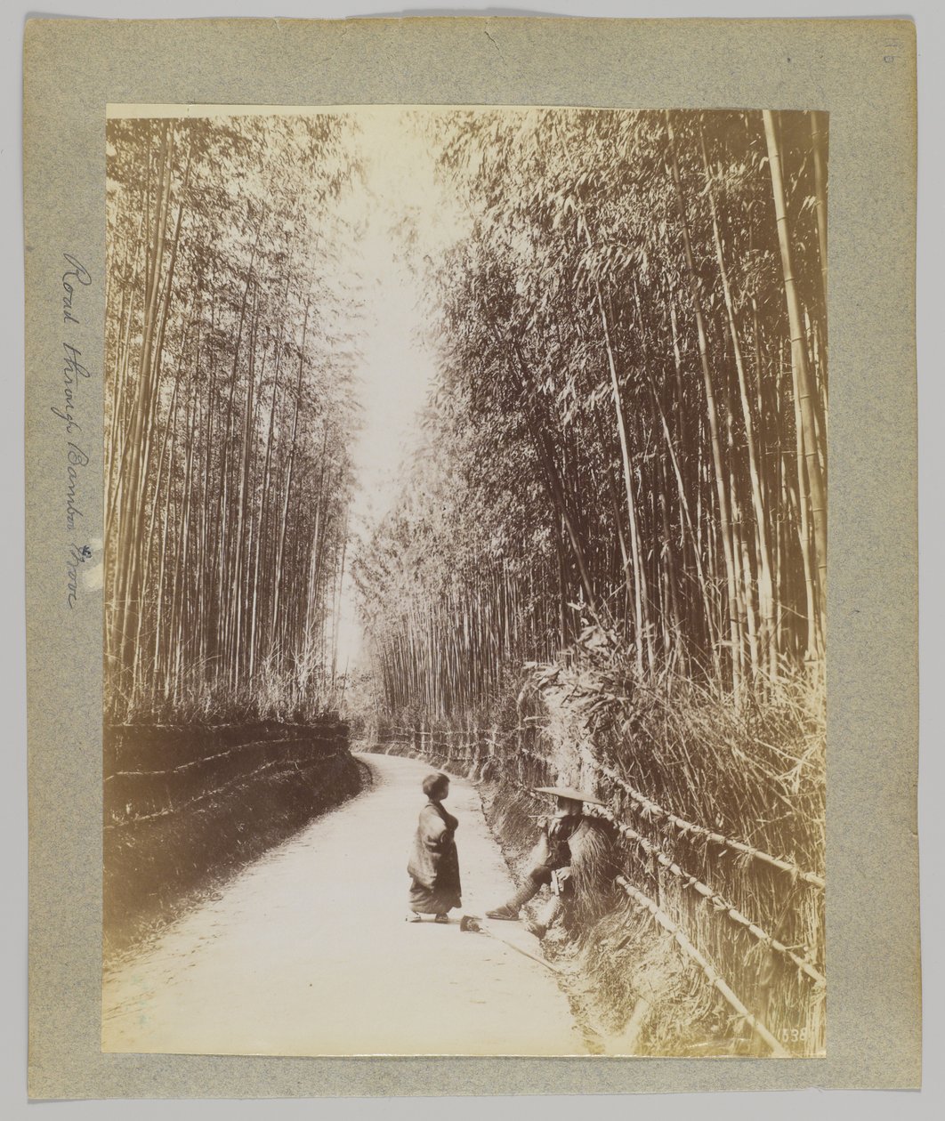 Droga przez Bambusowy Gaj, Japonia (zdjęcie czarno-białe) autorstwa Japanese Photographer