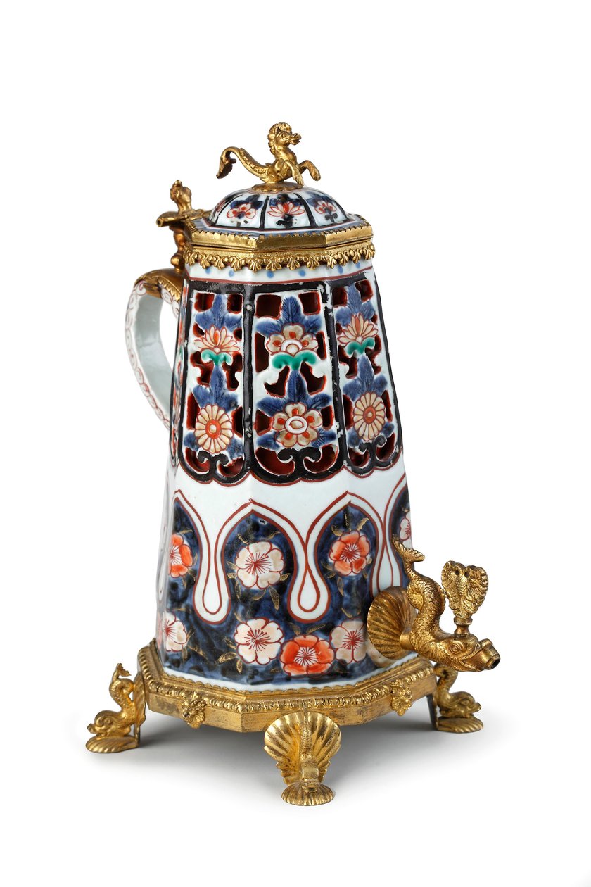 Rzadki, elegancko zamontowany dzbanek do kawy Imari i pokrywa (ceramiczna) autorstwa Japanese School