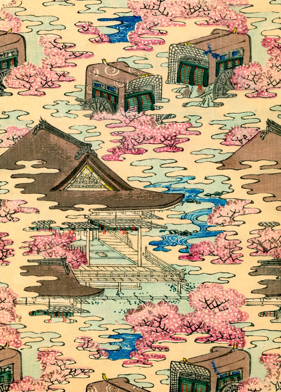 Abstrakcyjny krajobraz z domami autorstwa Japanese School