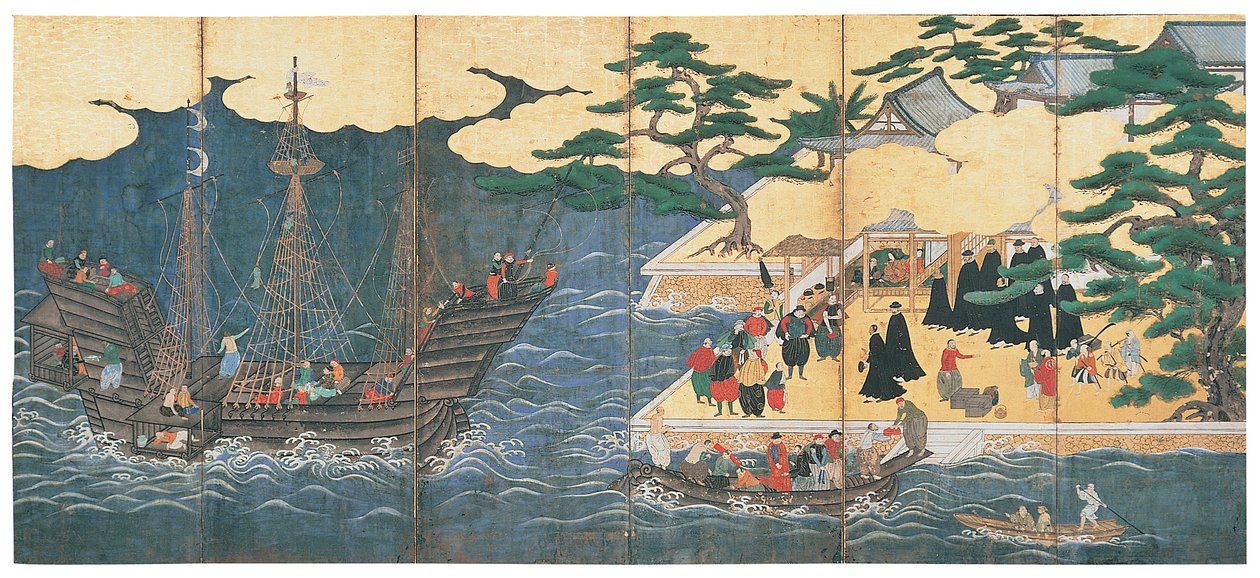 Przybycie południowych barbarzyńców autorstwa Japanese School