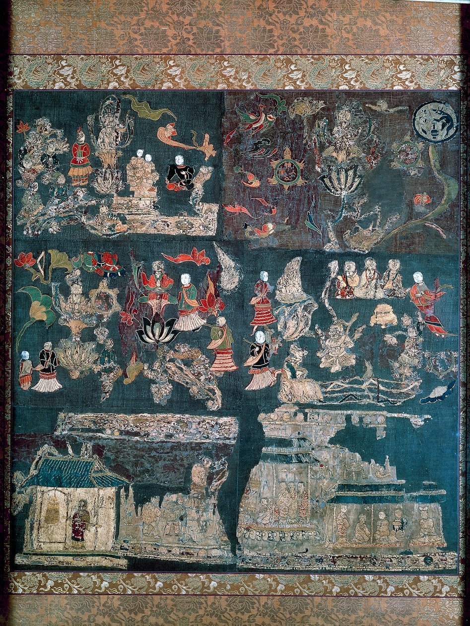 Raj buddyjski, historia mistyka Chan, świątynia Chuguji, Nara, okres Asuka (552-646), cywilizacja japońska autorstwa Japanese School