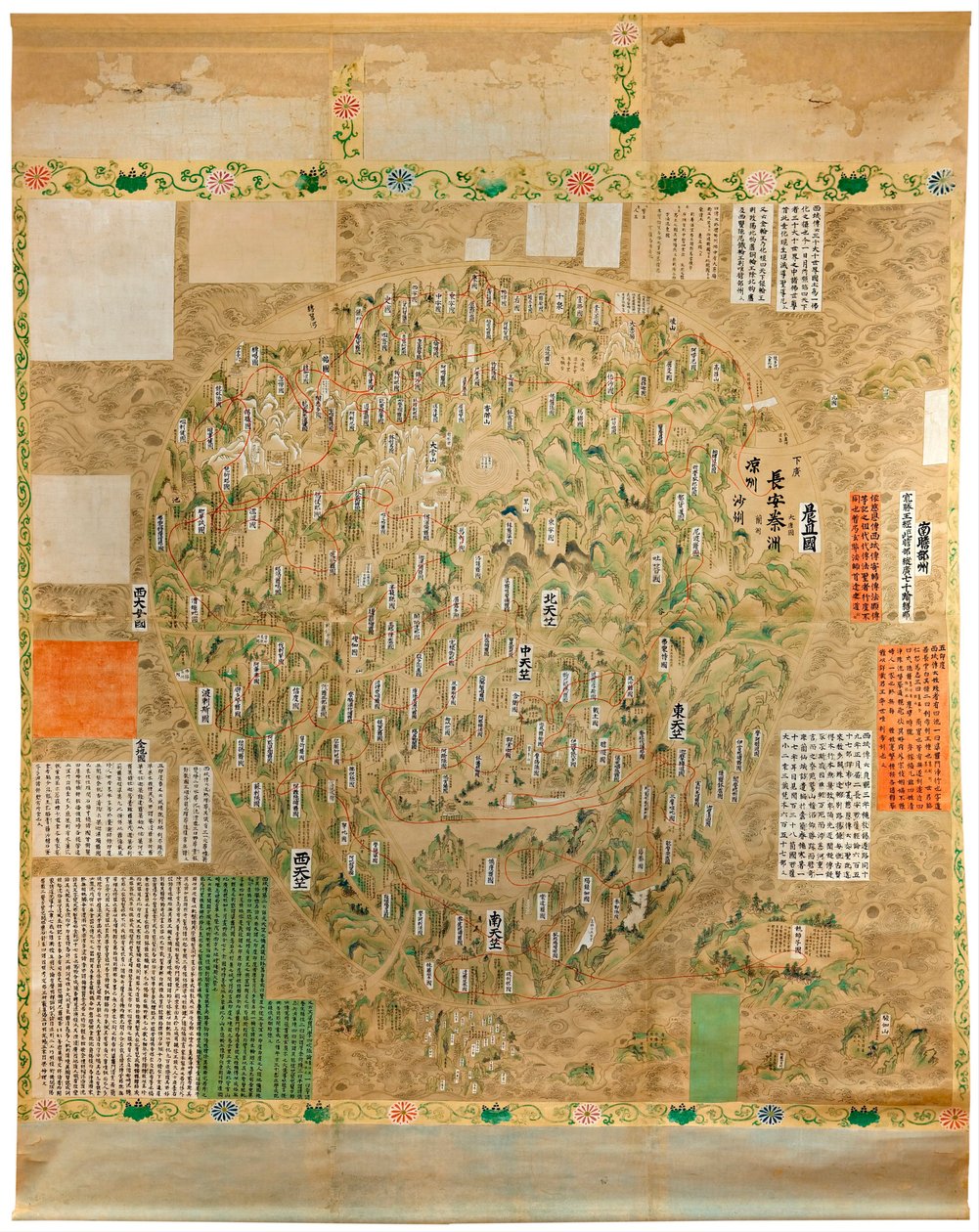 Buddyjska mapa świata – wczesna XVIII-wieczna japońska szkoła akwarela i atrament – ​​Adelajda, Galeria Sztuki Australii Południowej, Australia autorstwa Japanese School
