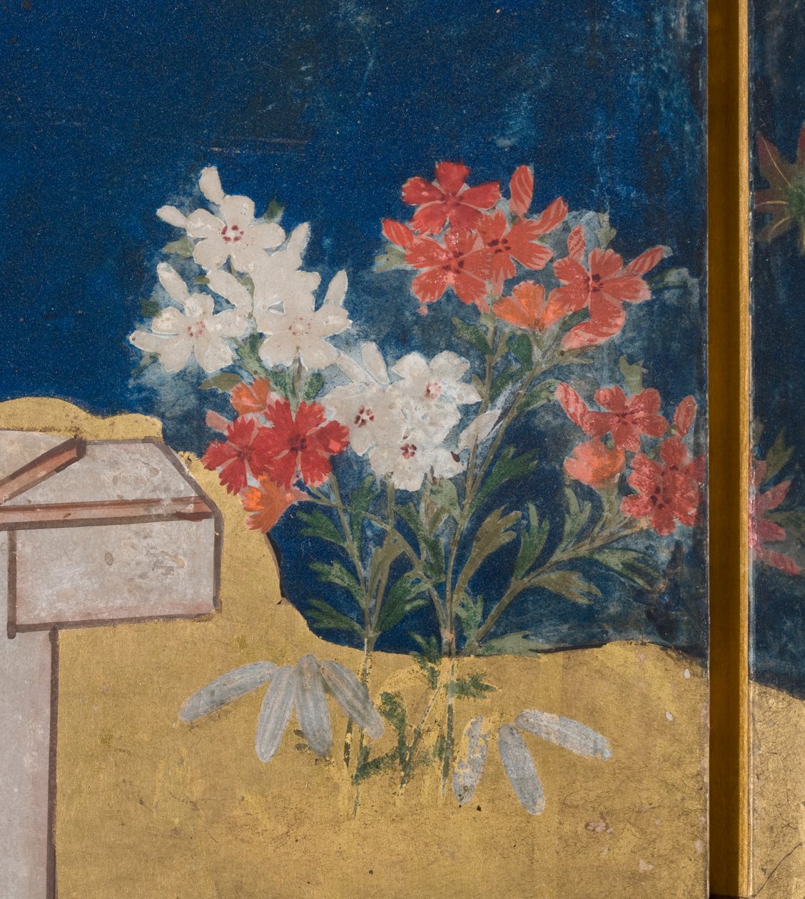 Fragment Wiosny w pałacu, sześciokrotny ekran z Opowieści Genji, ok. 1650 (tusz, farby i złoto na papierze) autorstwa Japanese School