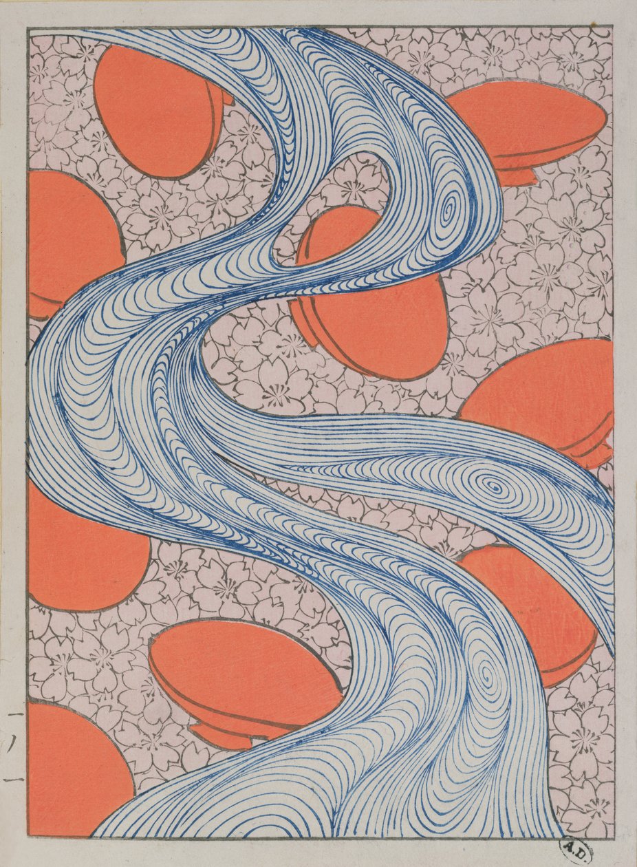 Projekt tkaniny, koniec XIX w. (kolorowy drzeworyt) autorstwa Japanese School