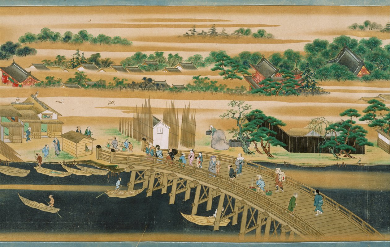 Słynne miejsca rzeki Sumida - Anonim - II poł. XVIII w. - Akwarela i tusz na papierze - 39,7x73,3 - Suntory Museum of Art autorstwa Japanese School