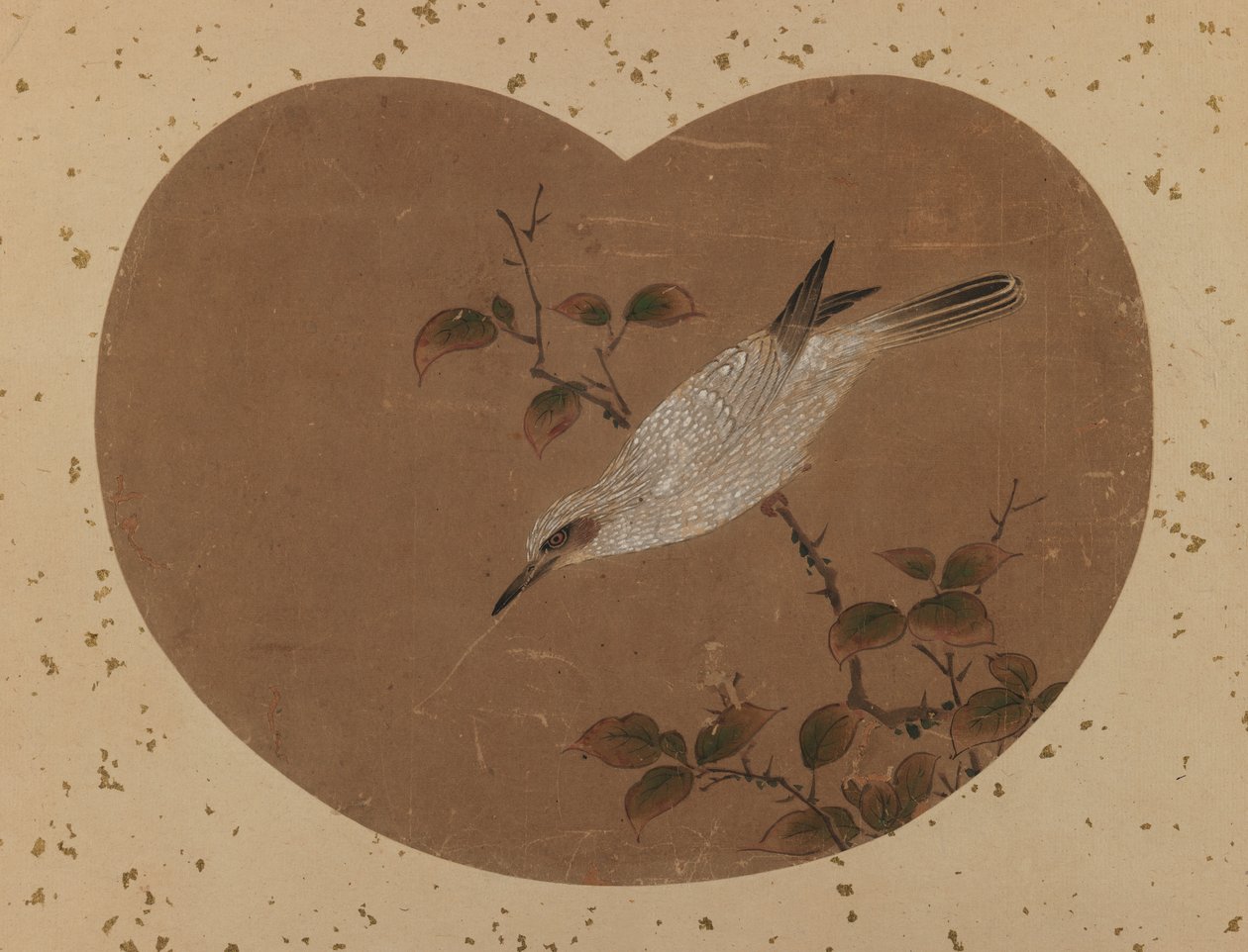 Wachlarz z ptakiem (recto) (tusz i kolor na papierze) autorstwa Japanese School
