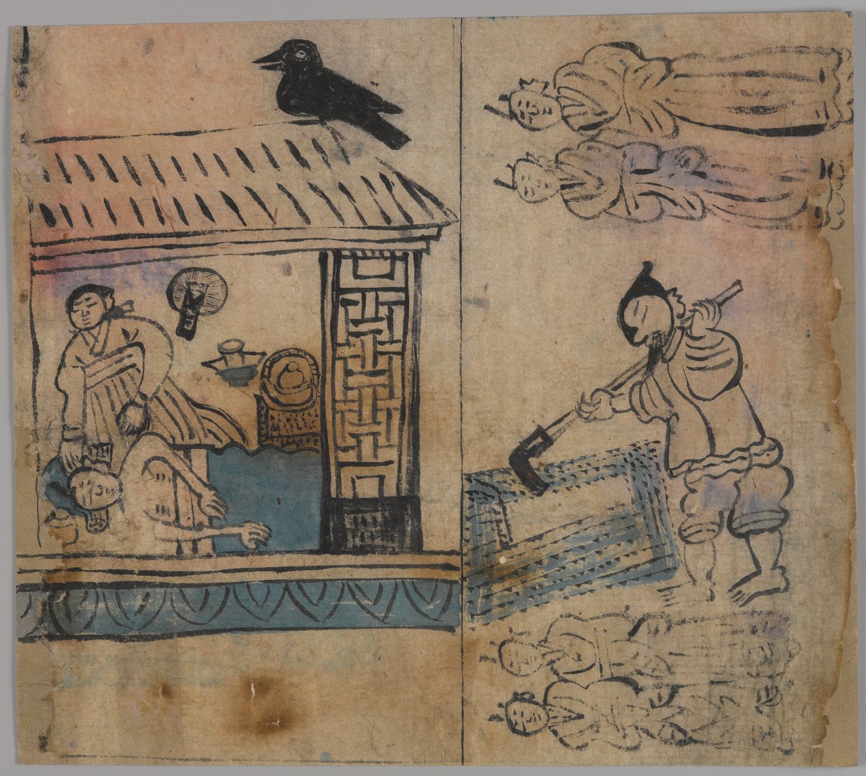 Scena rodzajowa, jedna z czterech (tusz i kolor na papierze) (patrz także 861303-5) autorstwa Japanese School