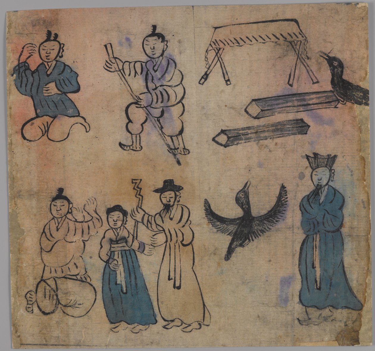 Scena rodzajowa, jedna z czterech (tusz i kolor na papierze) (patrz także 861303-6) autorstwa Japanese School