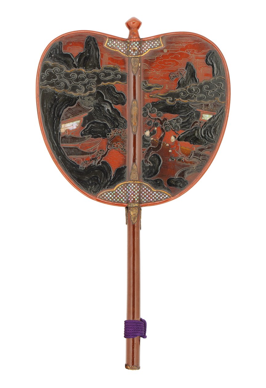 Gunbai, wachlarz wojenny, okres Edo (matka perłowa na czerwonym lakierze) autorstwa Japanese School