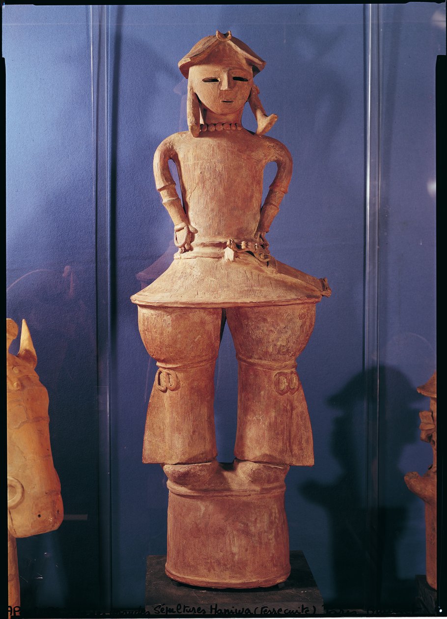 Figurka Haniwa, 250-550 (czerwona ceramika) autorstwa Japanese School