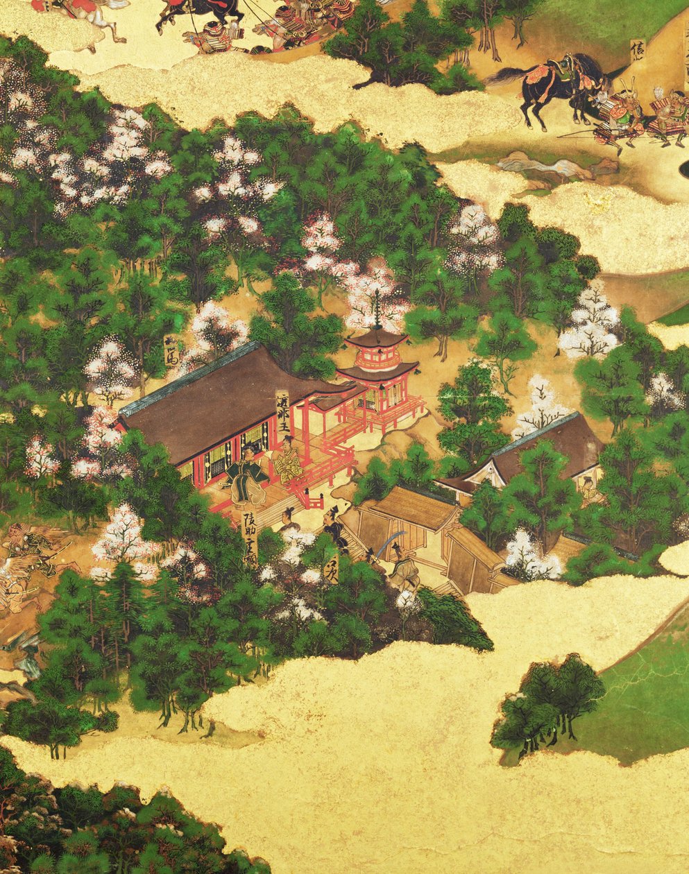 Powstanie Heiji z 1159, okres Momoyama (1568-1615) (tusz na papierze) autorstwa Japanese School
