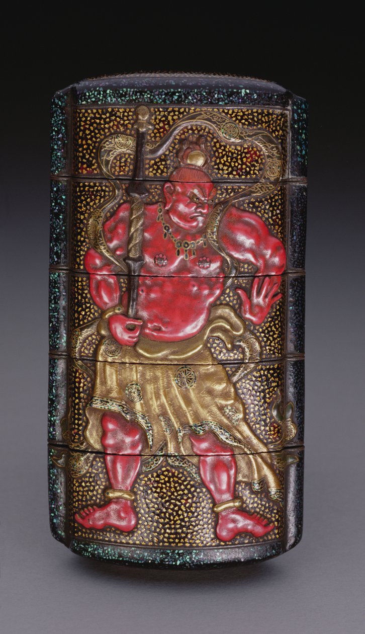 Inro zdobiony Nio, okres Edo (1615-1868) japoński (lakier) autorstwa Japanese School