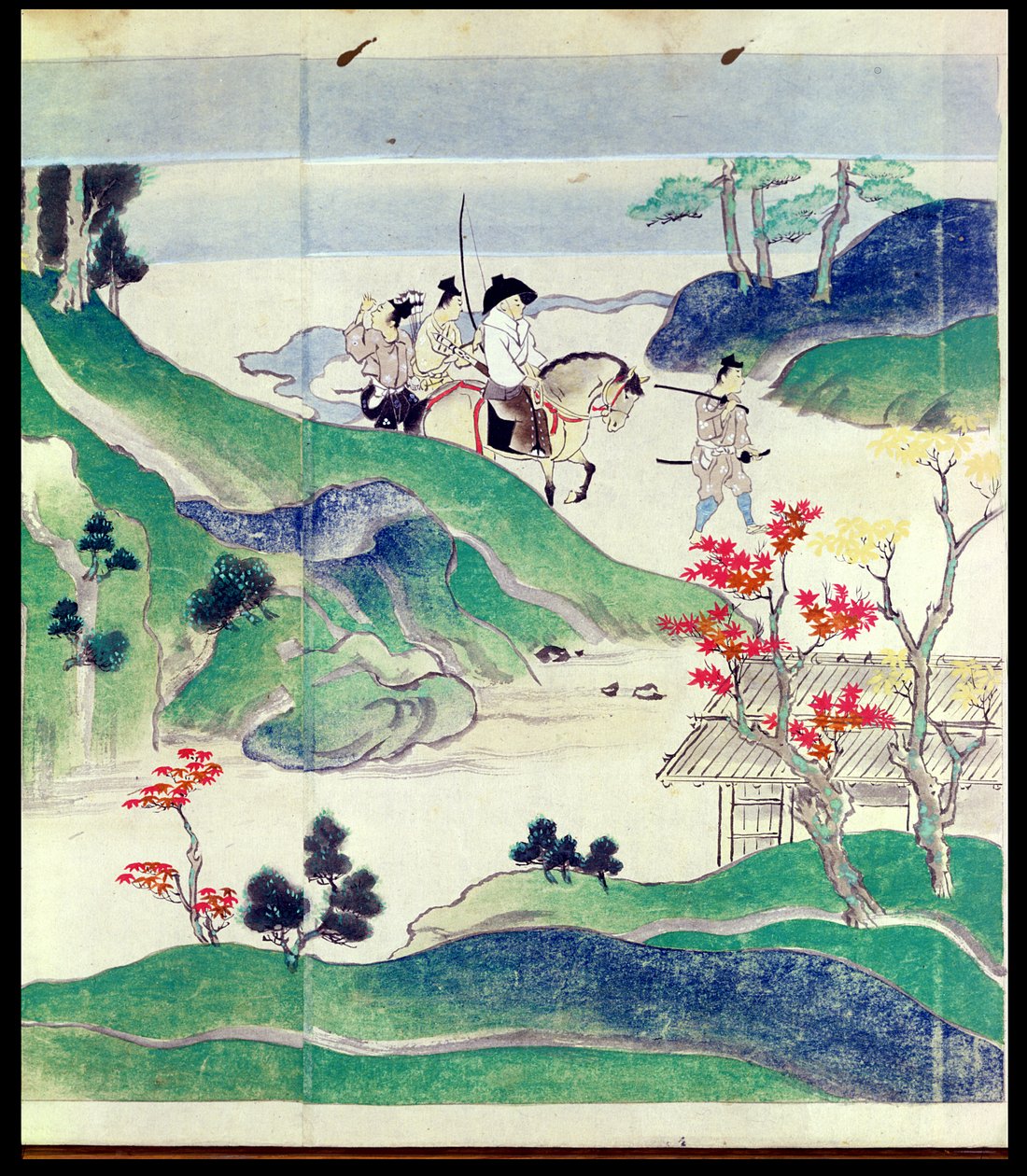 Ippen konny ze swoją eskortą, z ilustrowanej historii życia mnicha Ippena (1239-89) (wc na papierze) autorstwa Japanese School