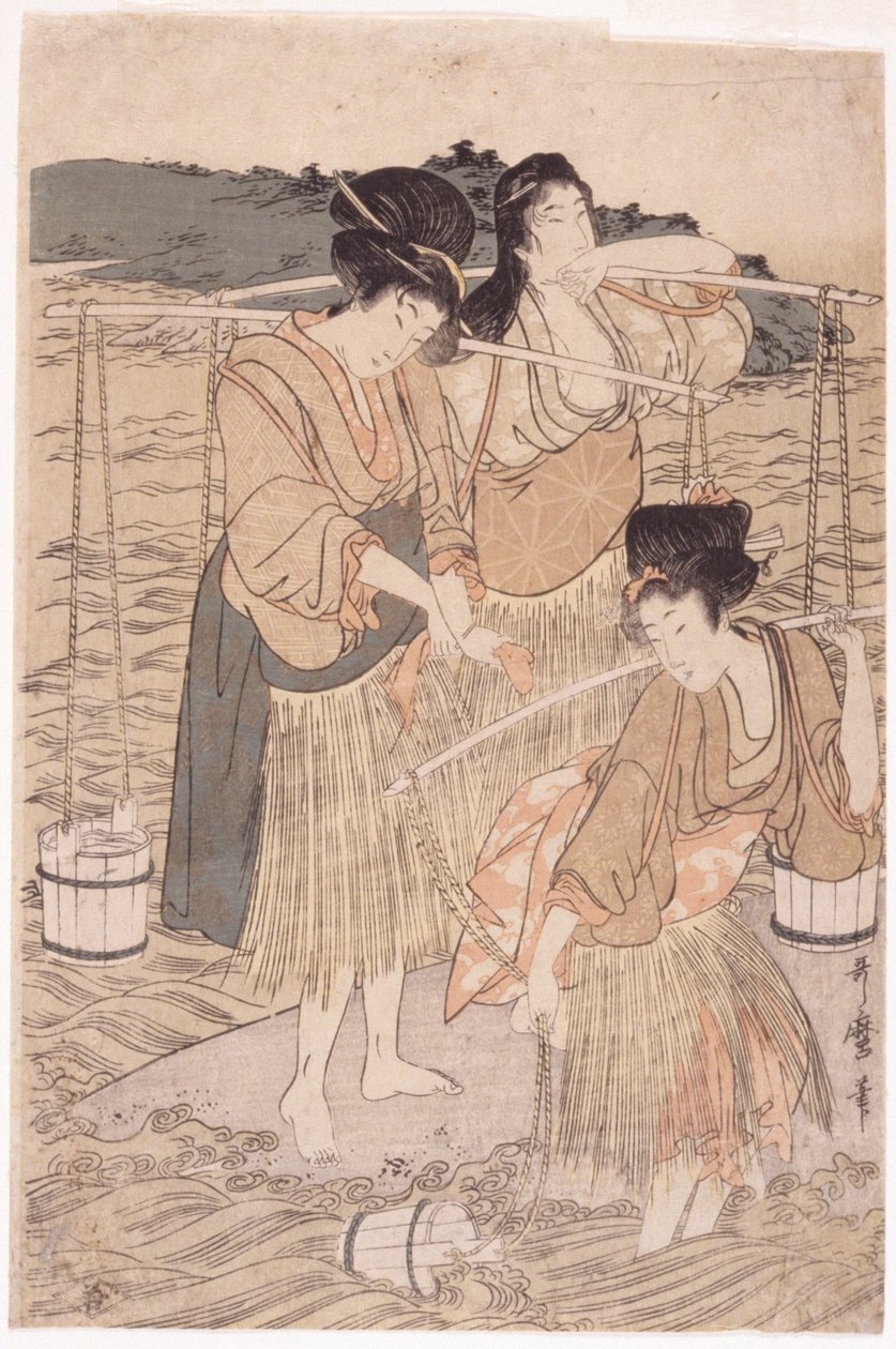 Japońskie kobiety (kolorowy blok drewna) autorstwa Japanese School