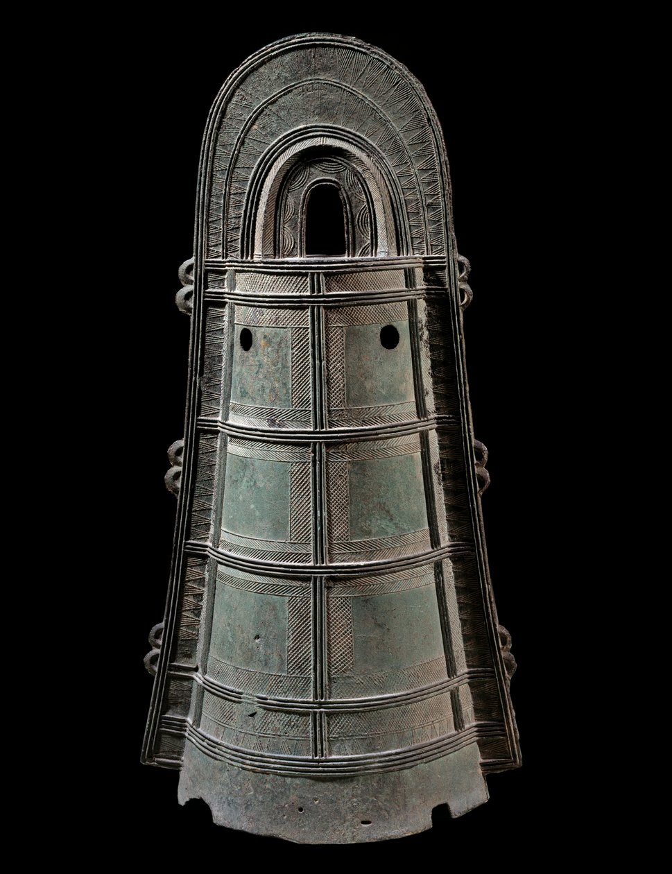 Sztuka japońska: Dotaku (brązowy dzwonek). Słońce. 0,8 m Cywilizacja Yayoi (300 pne-300 ne) Paryż, Musee Guimet, Musee national des Arts Asians autorstwa Japanese School