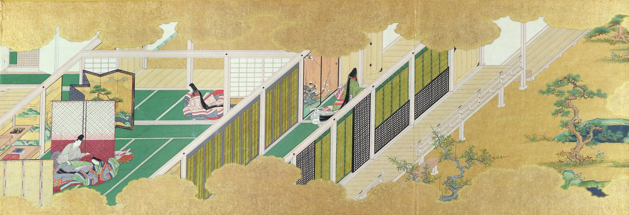 Japońskie wnętrze (malowanie przewijane) autorstwa Japanese School
