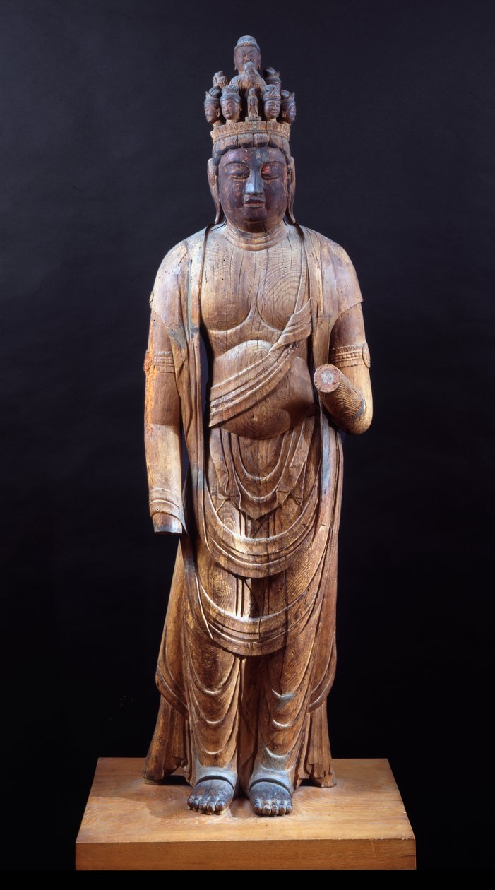 Juichimen Kannon (jedenastogłowy Kannon), okres Heian, początek X w. (solidna konstrukcja z bloczków drewnianych ze śladami polichromii) autorstwa Japanese School
