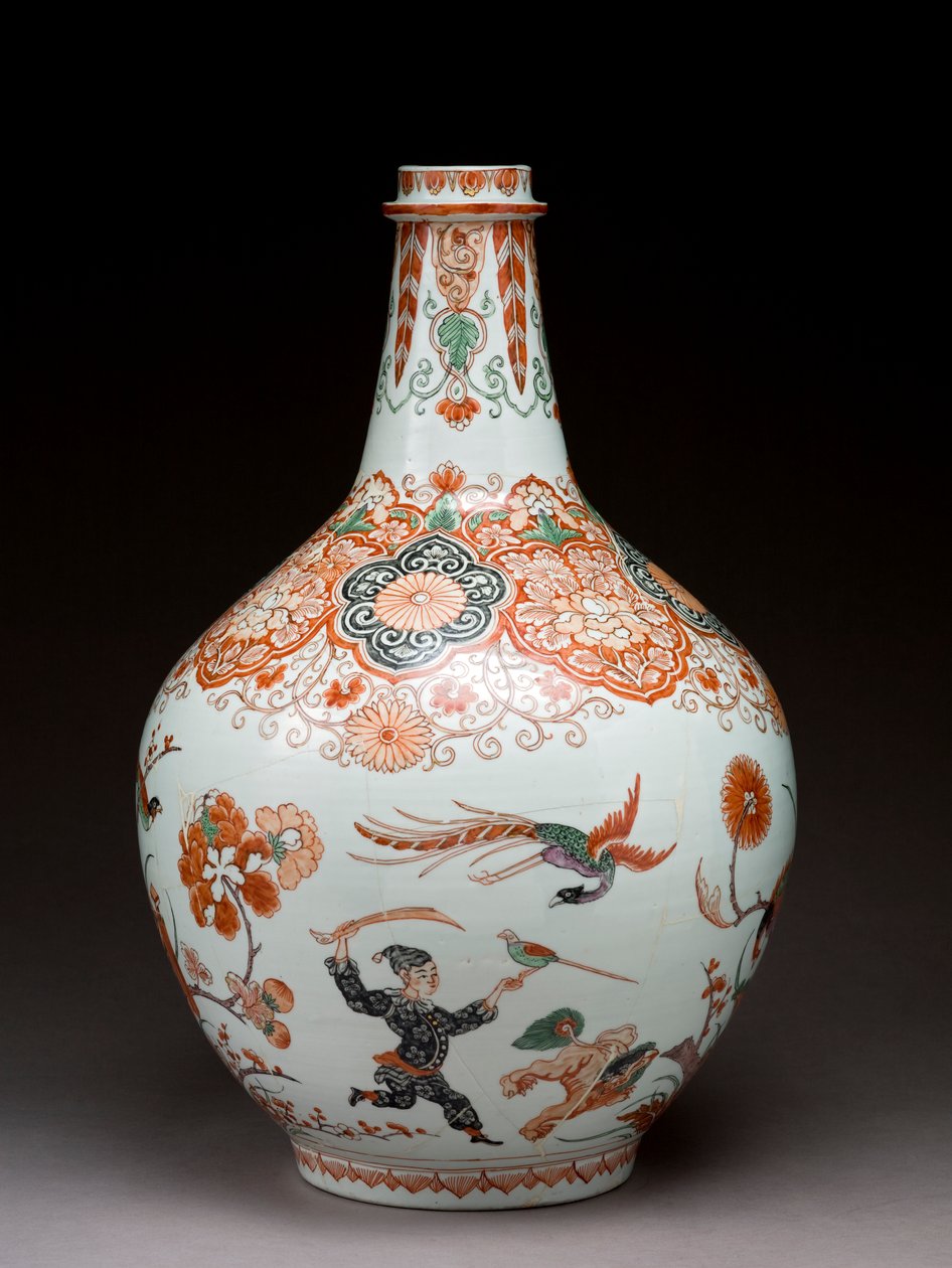 Duży wazon butelkowy, dekorowany w Holandii w stylu Imari, Ko-Imari, koniec XVII w. (ceramika pokryta emalią) autorstwa Japanese School