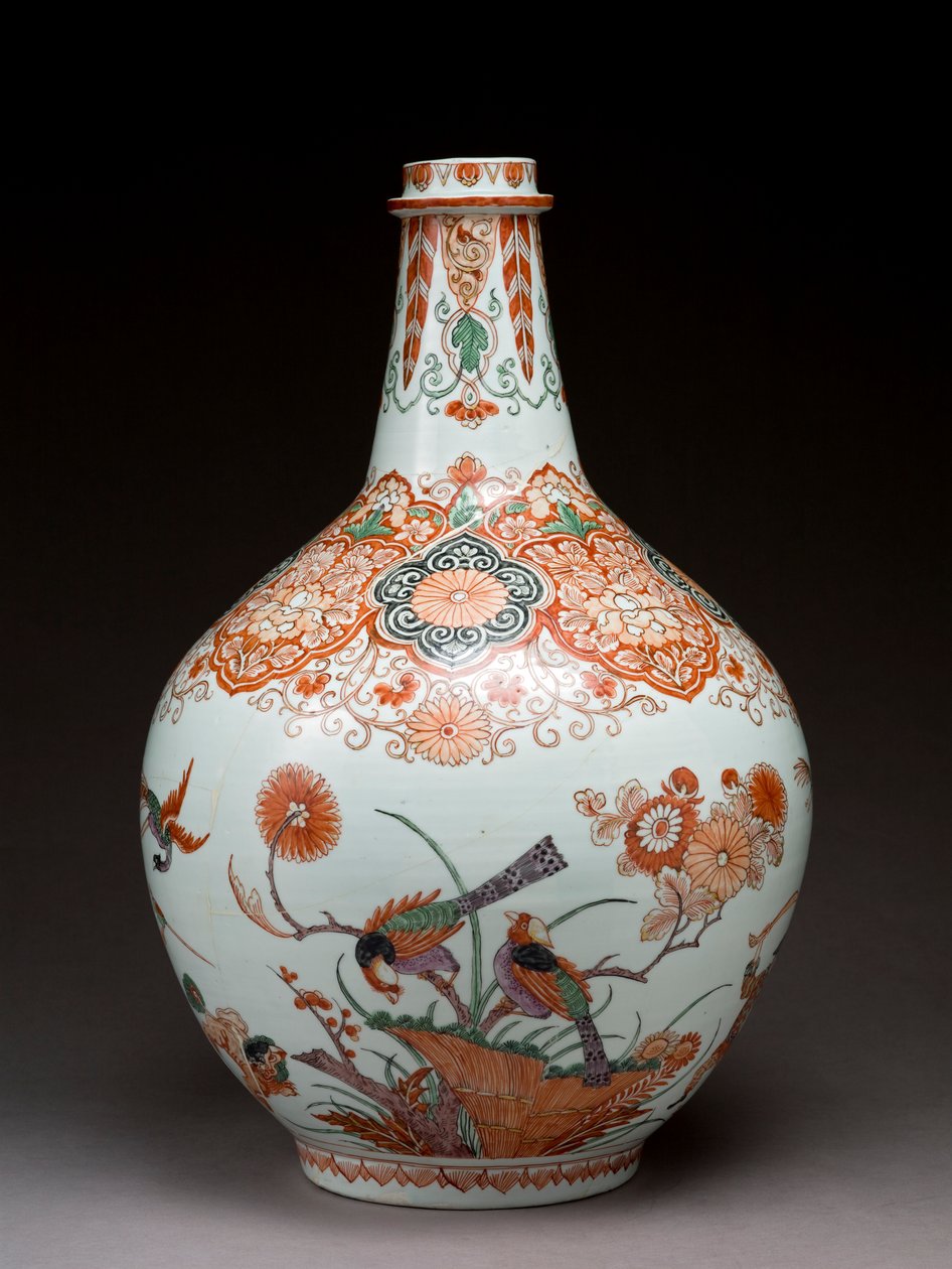 Duży wazon butelkowy, dekorowany w Holandii w stylu Imari, Ko-Imari, koniec XVII w. (ceramika pokryta emalią) autorstwa Japanese School