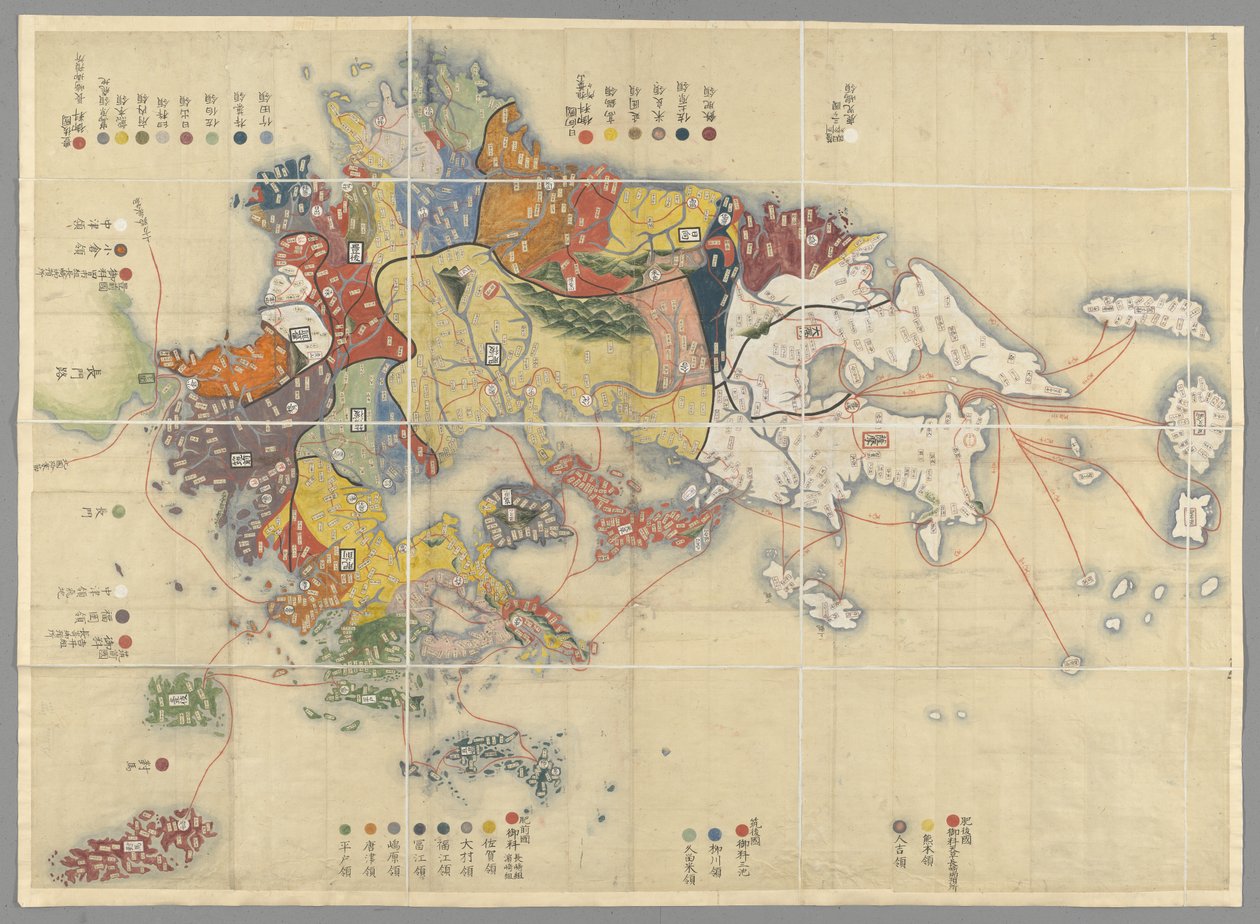 Mapa wyspy Kiusiu, Japonia autorstwa Japanese School