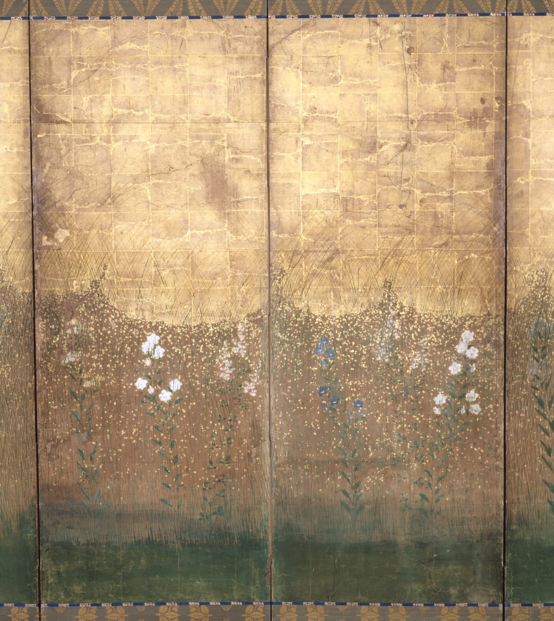 Moon In Musashi Plain (kolor i złoto na papierze) autorstwa Japanese School