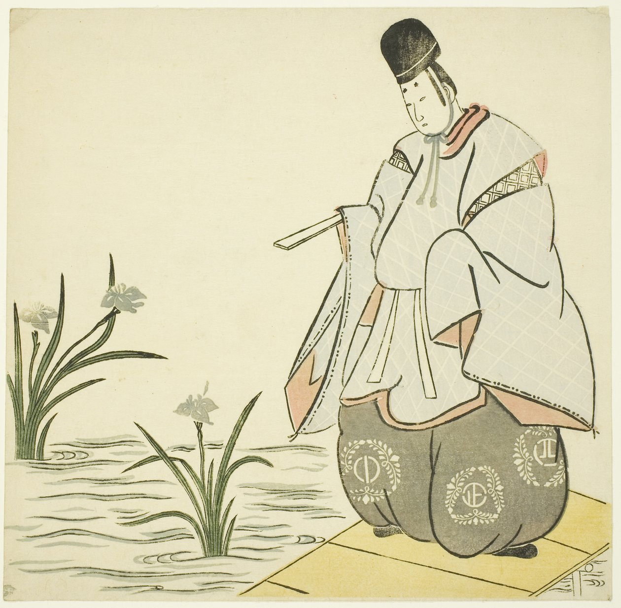 Narihira w Yatsuhashi autorstwa Japanese School