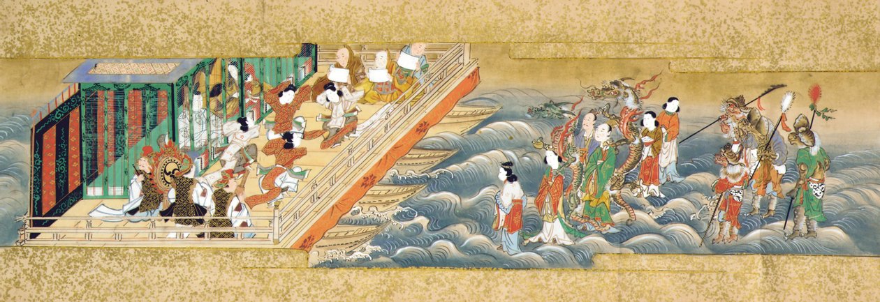 Jeden z trzech miniaturowych zwojów przedstawiających historię Taishokkan autorstwa Japanese School