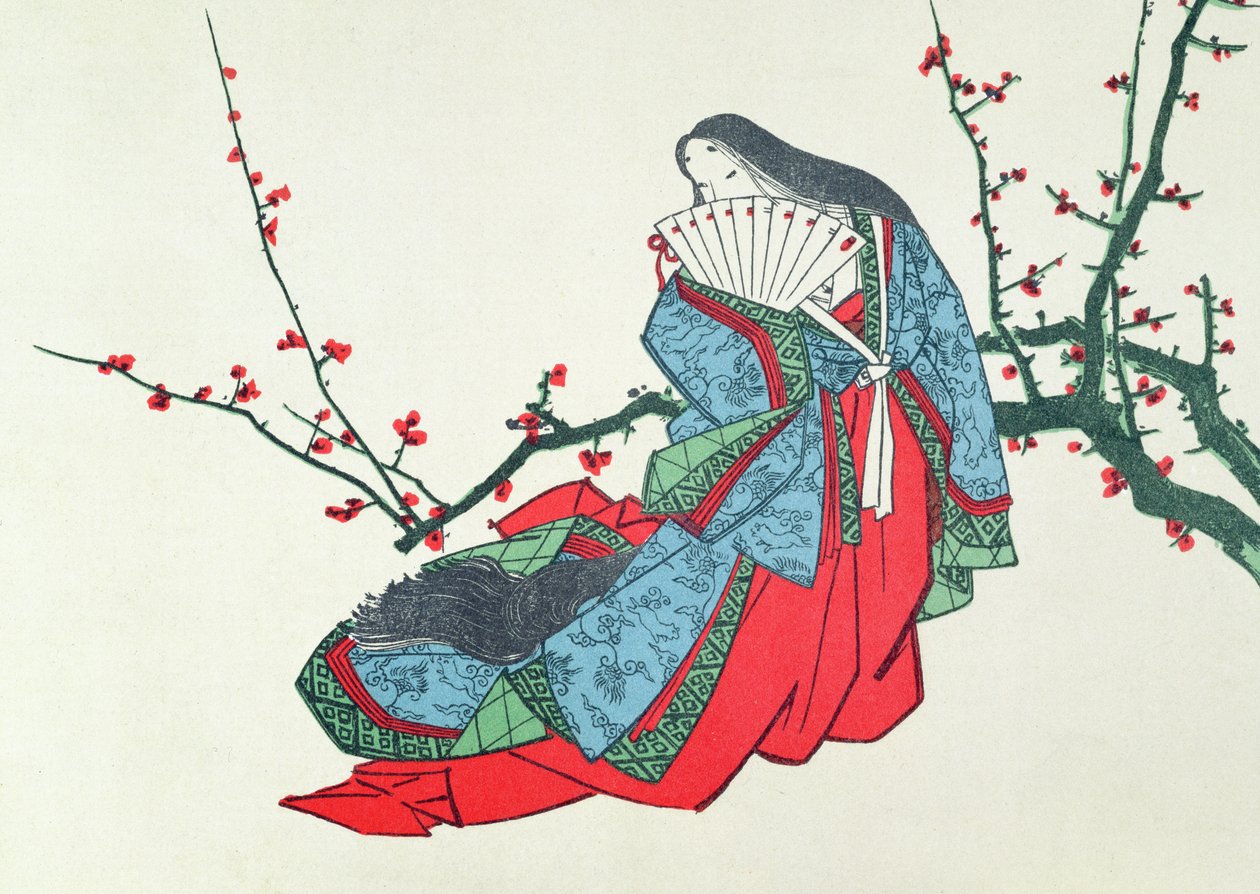 Ono no Komachi, ilustracja w magazynie LArt, 1875 autorstwa Japanese School