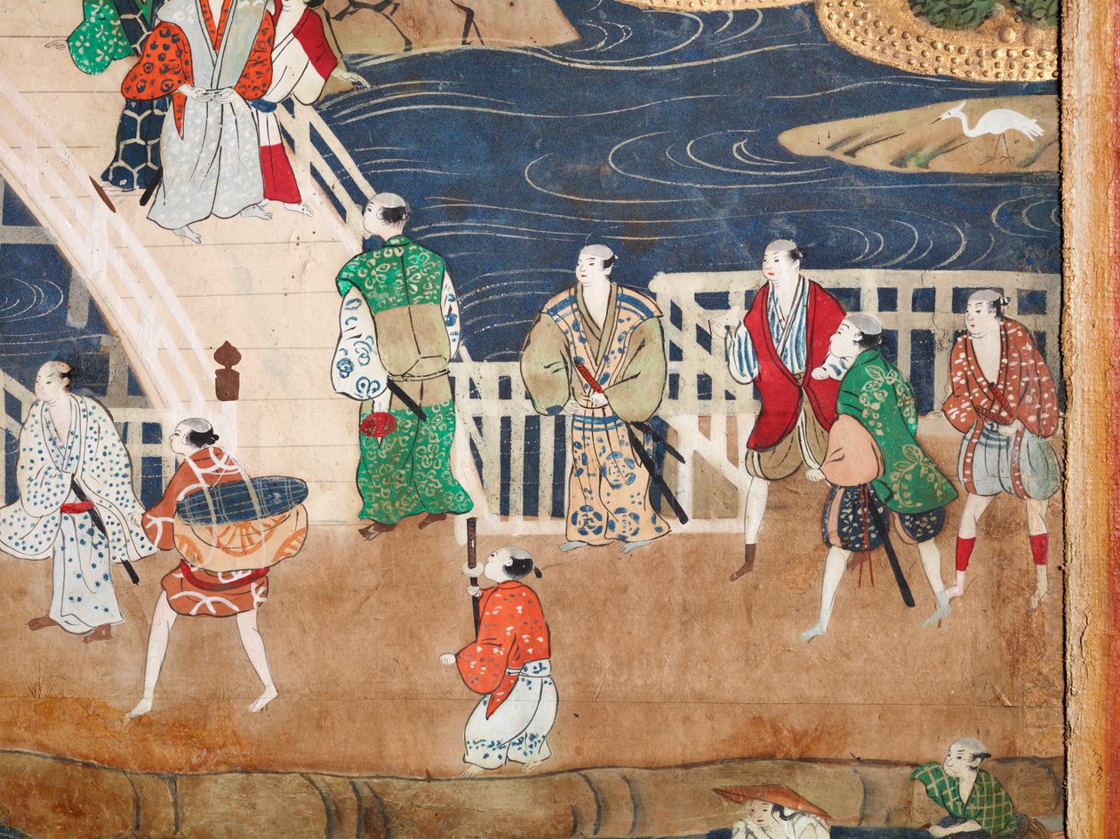Osakazu Byobu - Japoński ośmiopanelowy składany ekran (obraz) autorstwa Japanese School