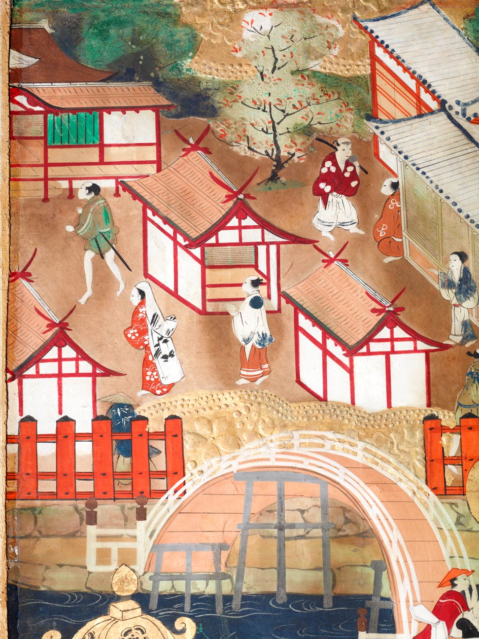 Osakazu Byobu - Japoński ośmiopanelowy składany ekran (obraz) autorstwa Japanese School