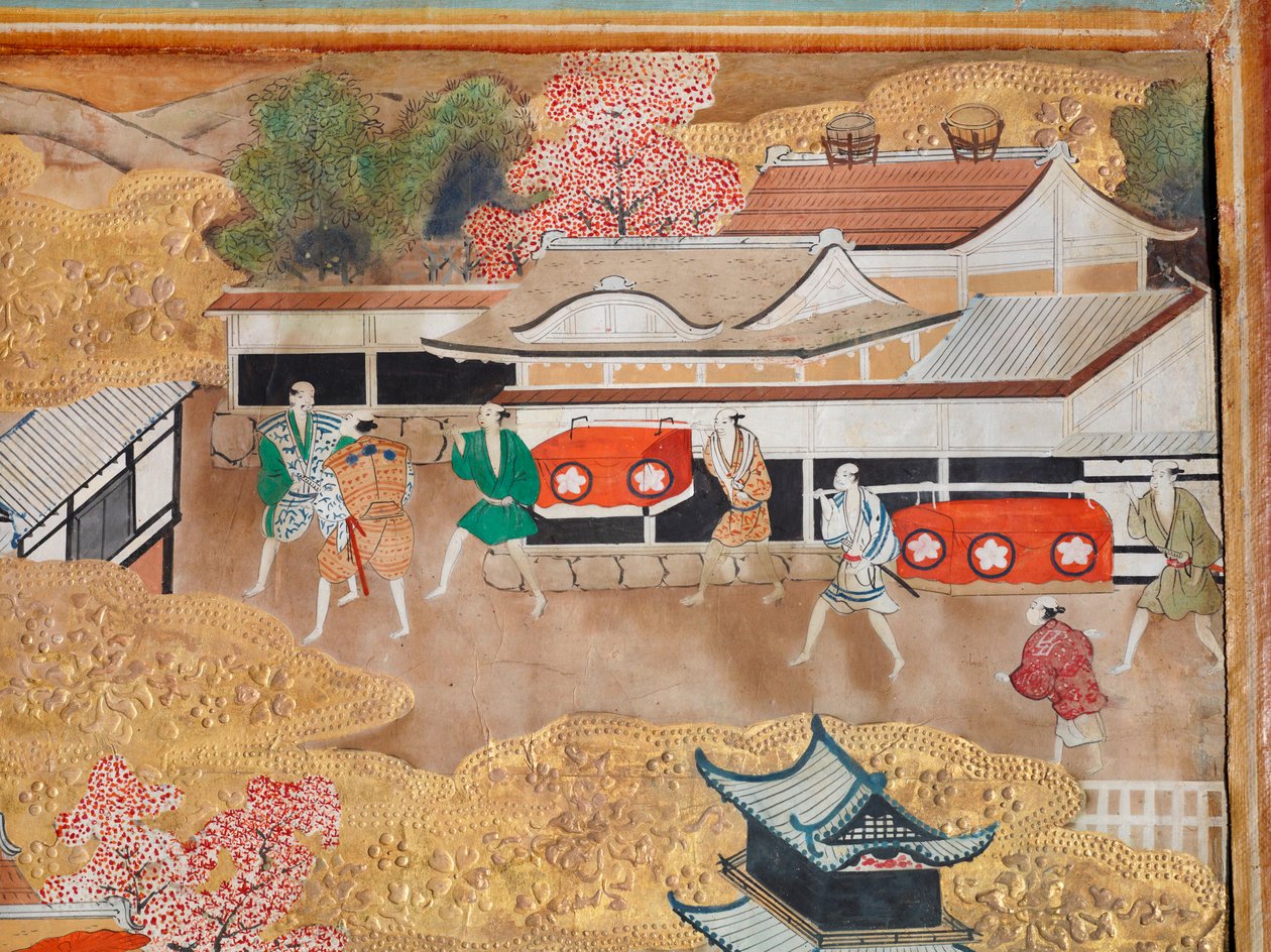 Osakazu Byobu - Japoński ośmiopanelowy składany ekran (obraz) autorstwa Japanese School