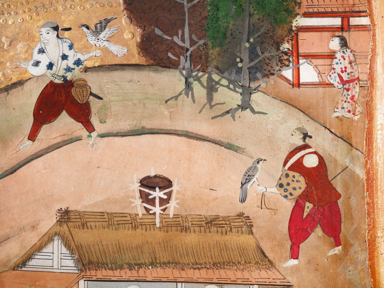Osakazu Byobu - Japoński ośmiopanelowy składany ekran (obraz) autorstwa Japanese School