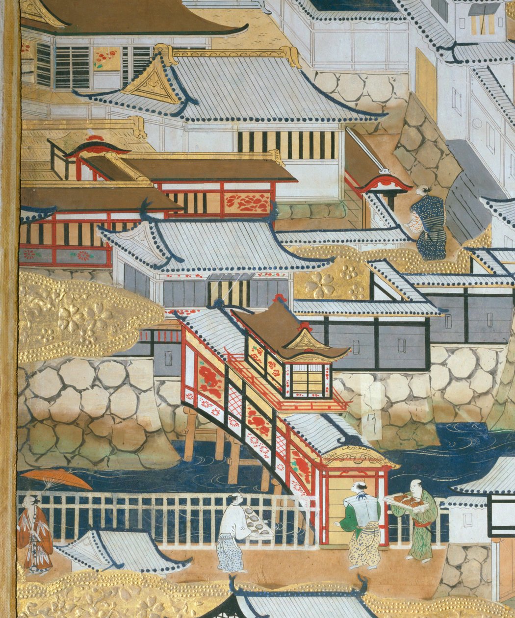 Osakazu Byobu - Japoński ośmiopanelowy składany ekran (obraz) autorstwa Japanese School