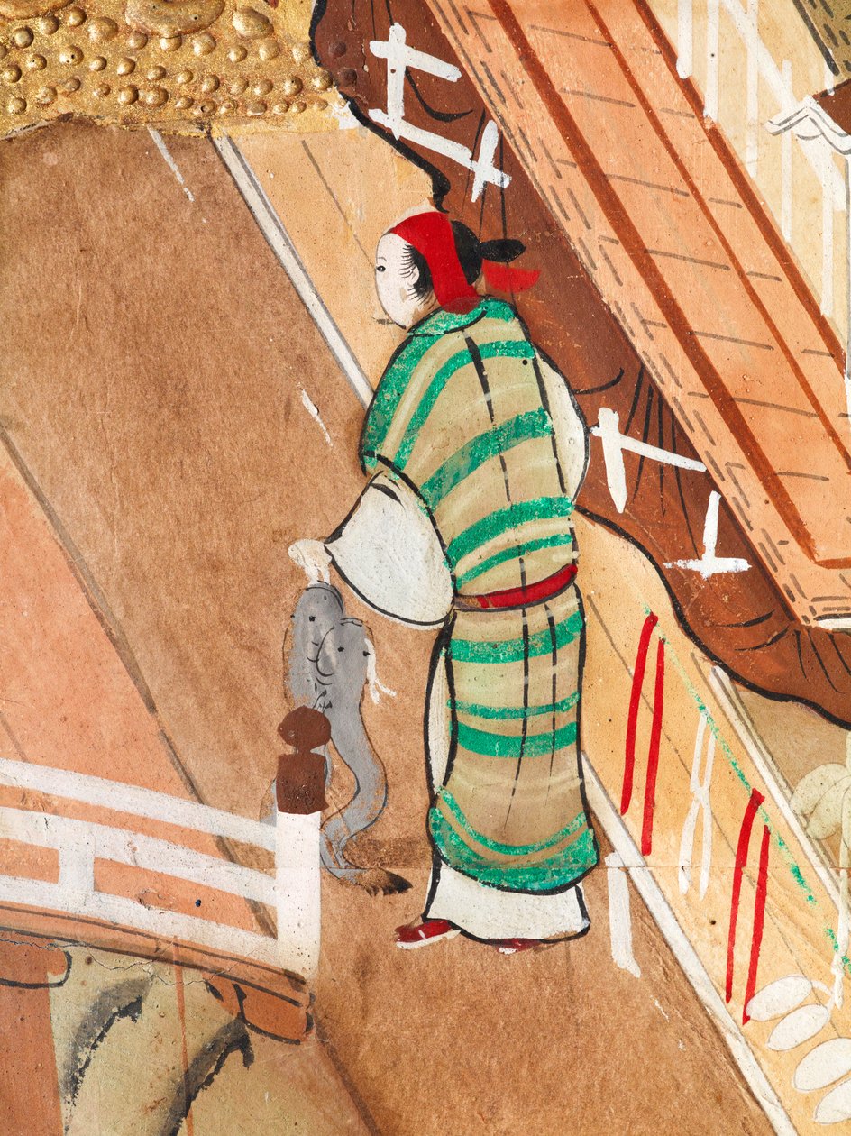 Osakazu Byobu - Japoński ośmiopanelowy składany ekran (obraz) autorstwa Japanese School