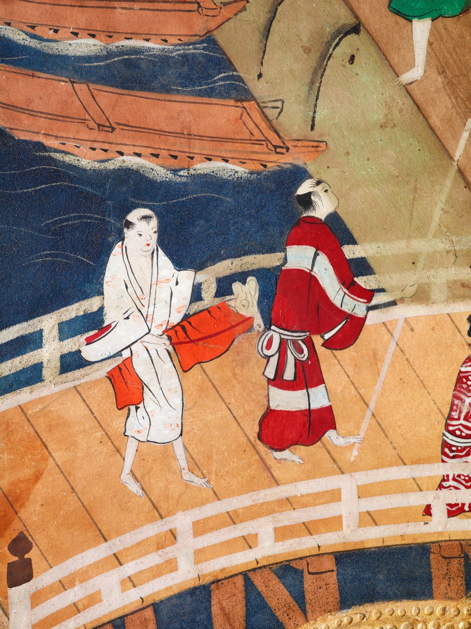 Osakazu Byobu - Japoński ośmiopanelowy składany ekran (obraz) autorstwa Japanese School