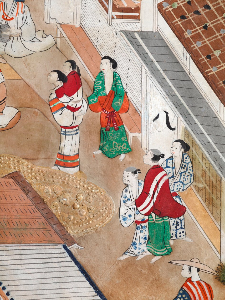 Osakazu Byobu - Japoński ośmiopanelowy składany ekran (obraz) autorstwa Japanese School