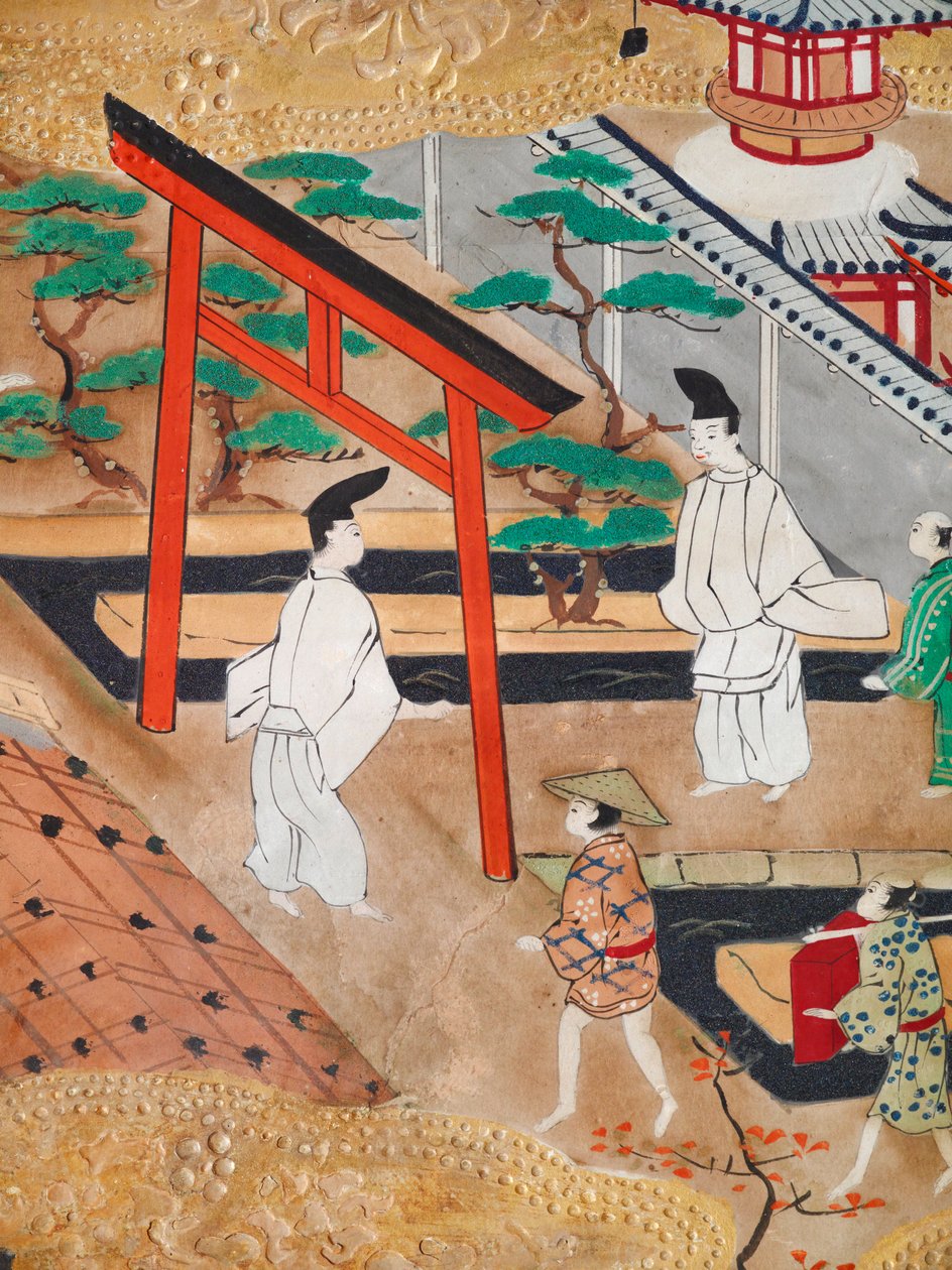 Osakazu Byobu - Japoński ośmiopanelowy składany ekran (obraz) autorstwa Japanese School