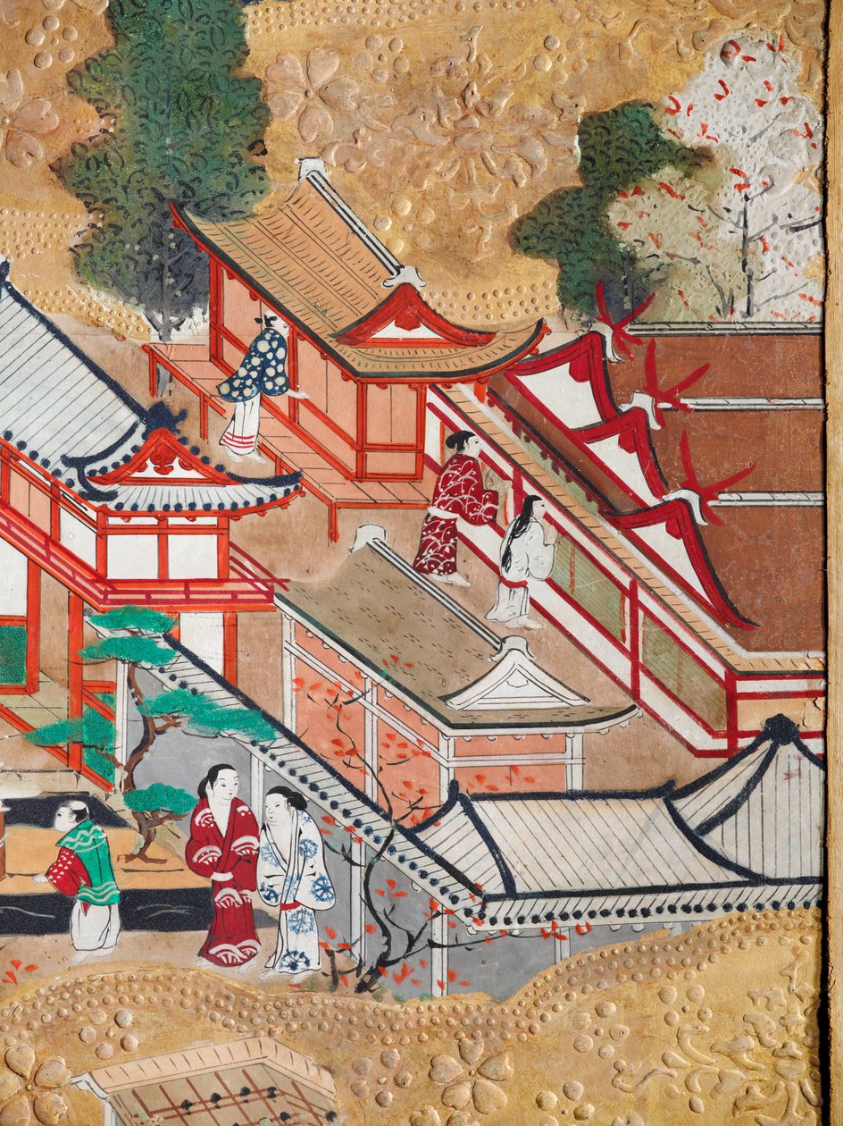 Osakazu Byobu - Japoński ośmiopanelowy składany ekran (obraz) autorstwa Japanese School
