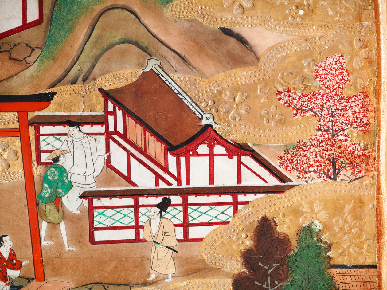 Osakazu Byobu - Japoński ośmiopanelowy składany ekran (obraz) autorstwa Japanese School