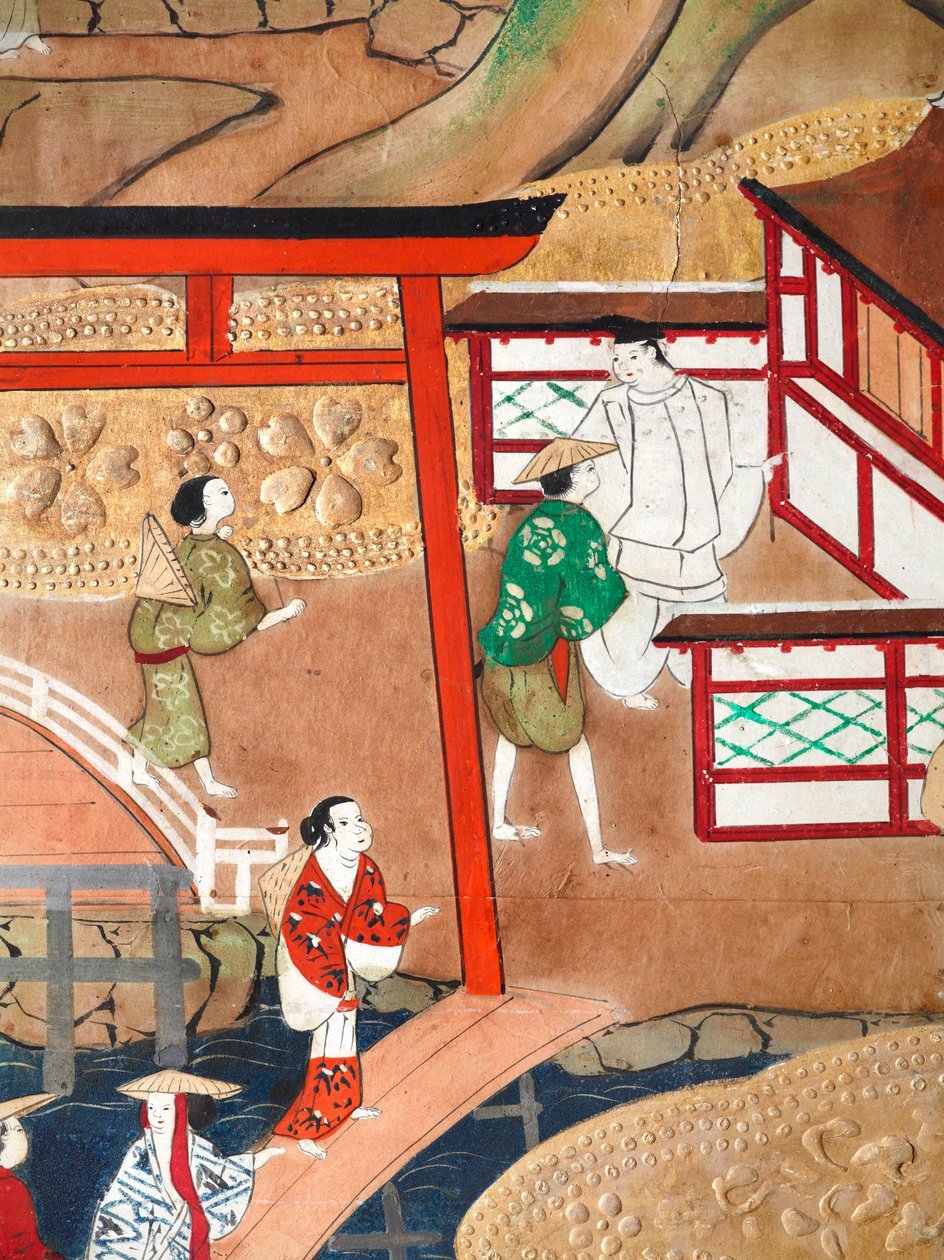 Osakazu Byobu - Japoński ośmiopanelowy składany ekran (obraz) autorstwa Japanese School
