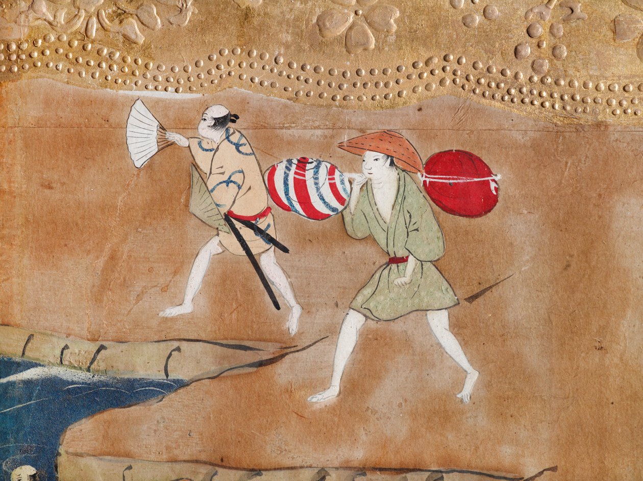 Osakazu Byobu - Japoński ośmiopanelowy składany ekran (obraz) autorstwa Japanese School