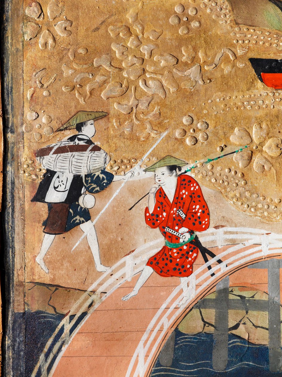 Osakazu Byobu - Japoński ośmiopanelowy składany ekran (obraz) autorstwa Japanese School