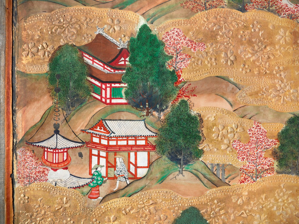 Osakazu Byobu - Japoński ośmiopanelowy składany ekran (obraz) autorstwa Japanese School